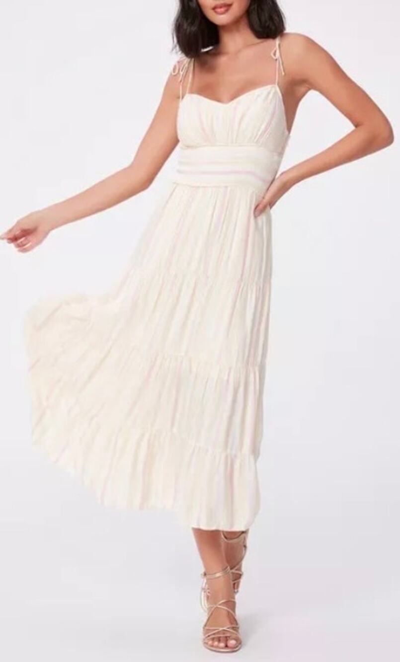 Paige Favella Citrus Multi Striped Midi Dress Size L NWOT